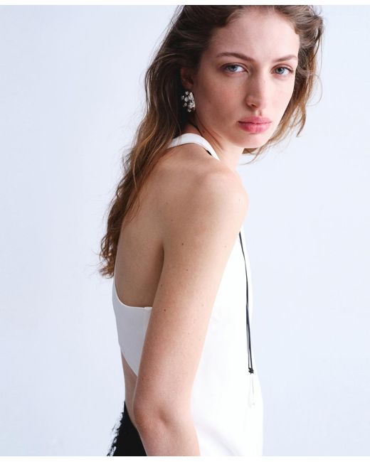 Mango White Selection Long Open Back Blouse