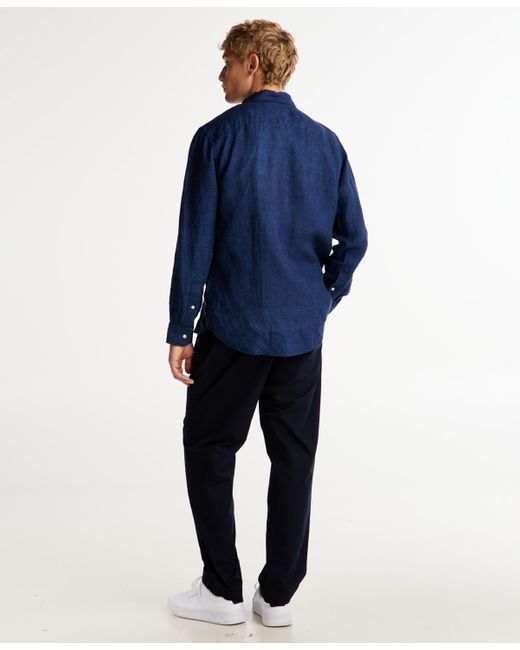Tommy Hilfiger Blue Regular-fit Pigment-dyed Linen Shirt for men