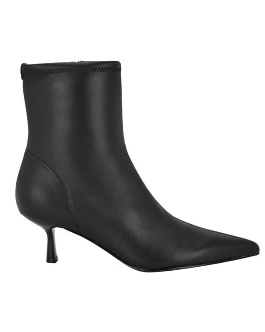 Guess Black Yanka Pointed Toe Kitten Heel Dress Booties