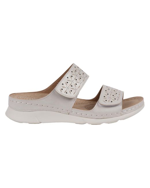 Gc Shoes White Verna Adjustable Double Strap Footbed Sandals