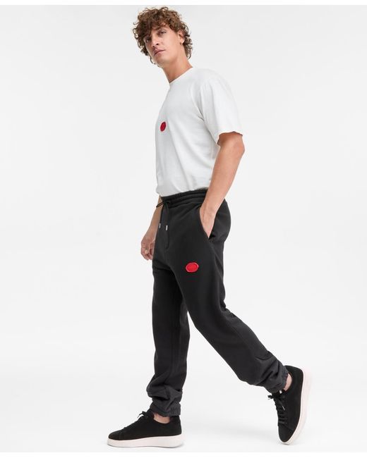 Boss White Dilvano Relaxed Fit Wax Logo Drawstring joggers for men