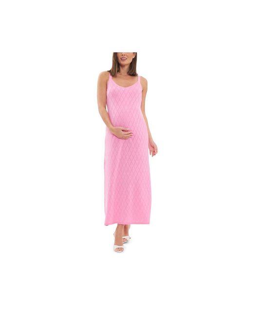 Ripe Maternity Pink Skyla Pointelle Knit Dress Bubble Gum