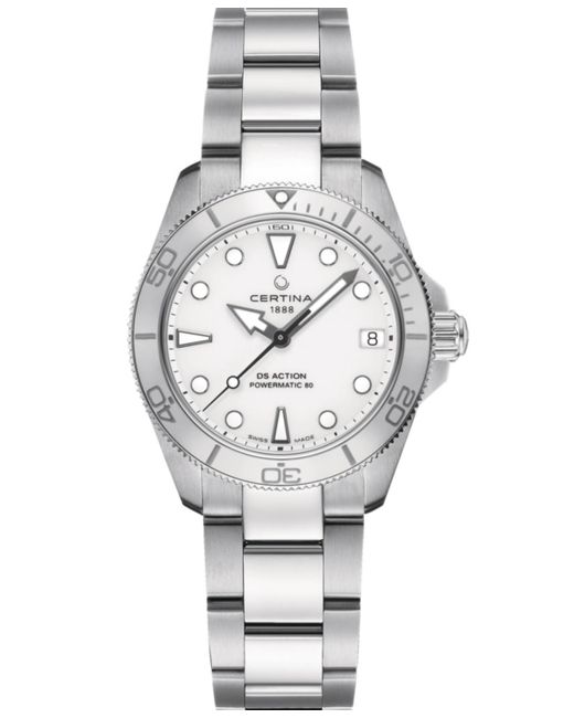 Certina Metallic Swiss Automatic Ds Action Stainless Steel Bracelet Watch 35mm