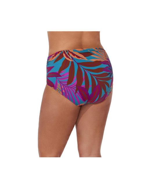 Gottex Blue Plantopia Shirred High Waist Swim Bottom