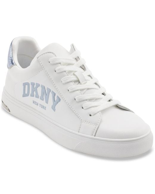 DKNY White Abeni Arched Logo Low Top Sneakers
