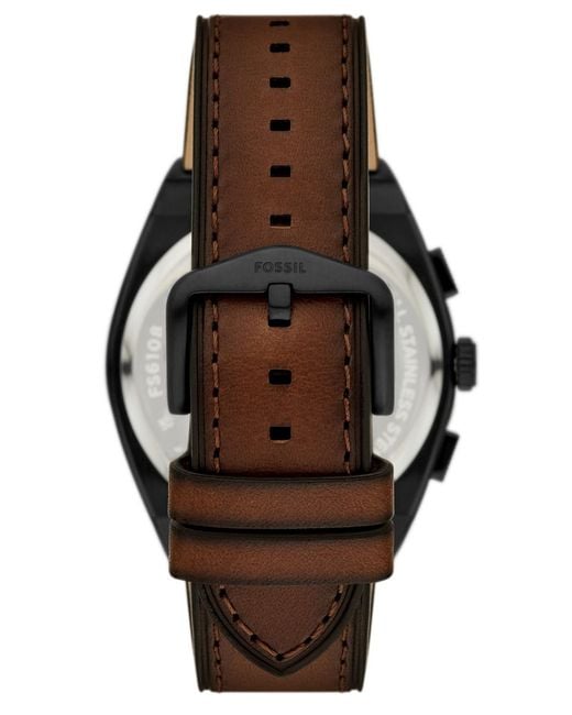 Fossil Black Everett Chronograph Leather Watch for men