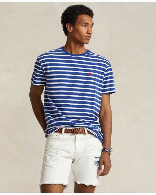 Polo Ralph Lauren Blue Classic-fit Striped Jersey T-shirt for men