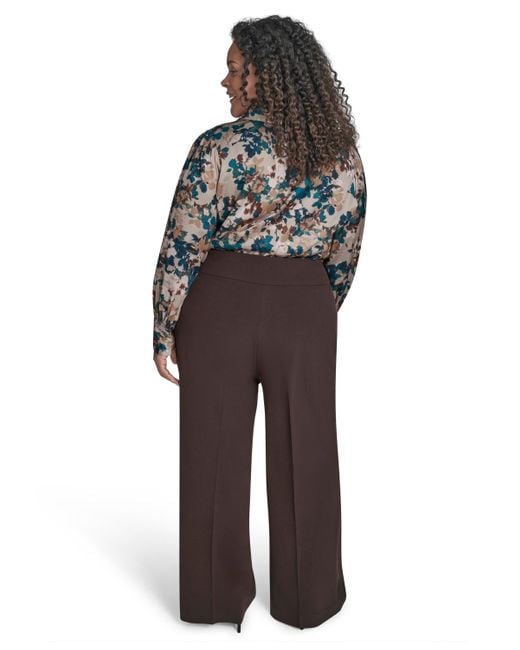Calvin Klein Black Plus Size Mid-rise Wide-leg Pants