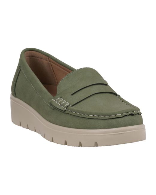 Gc Shoes Green Fallon Lug Sole Penny Loafers