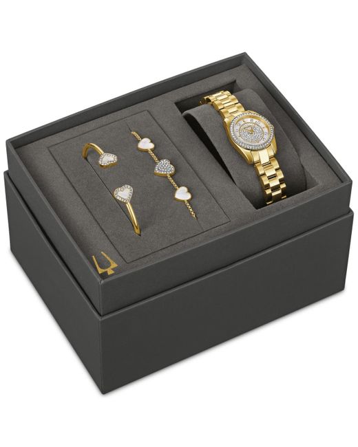 Bulova Gray Classic Crystal Stainless Steel Bracelet Watch 24mm Gift Set
