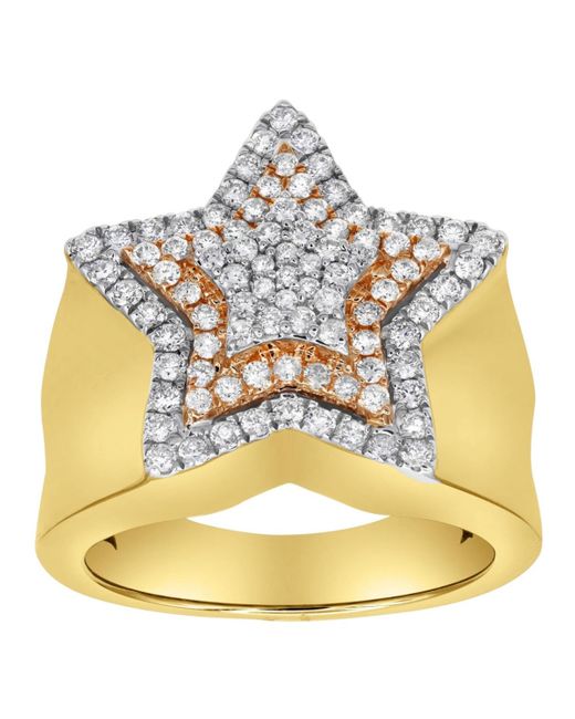 LuvMyJewelry Metallic Superstar Natural Certified Diamond 1 Cttw Round Cut 14k Rose Gold Statement Ring for men
