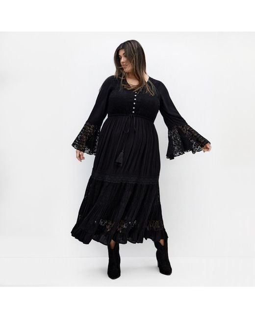City Chic Black Tisha Lace Maxi Dress