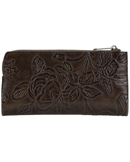 Patricia Nash Black Prassa Bark Leaves Textured Wallet