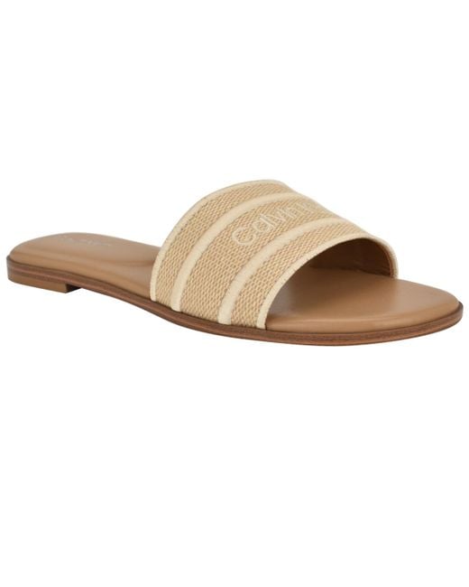 Calvin Klein White Kendell Slip-on Flat Casual Sandals