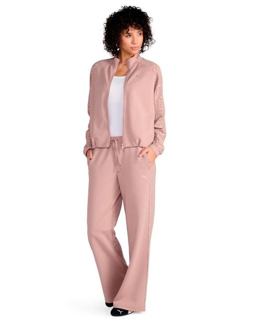 PUMA Pink Lace Bubble Hem Mock Neck Jacket