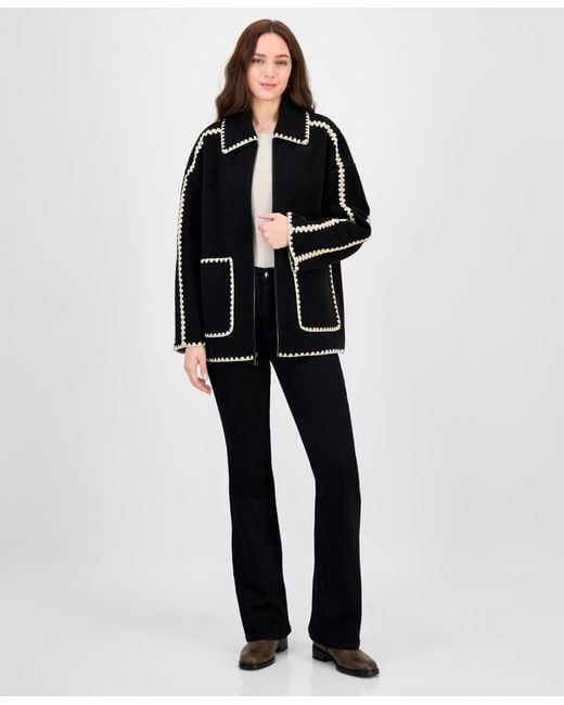 BCBGMAXAZRIA Blue Short Collared Zip Coat
