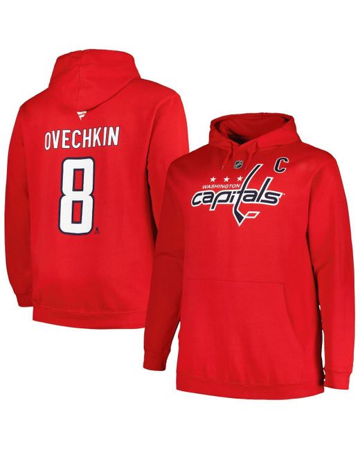 Profile Red Alexander Ovechkin Washington Capitals Big Tall Name Number Pullover Hoodie for men