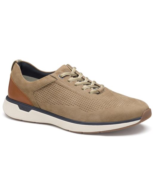 Johnston & Murphy White Round Toe Nubuck Sneakers for men