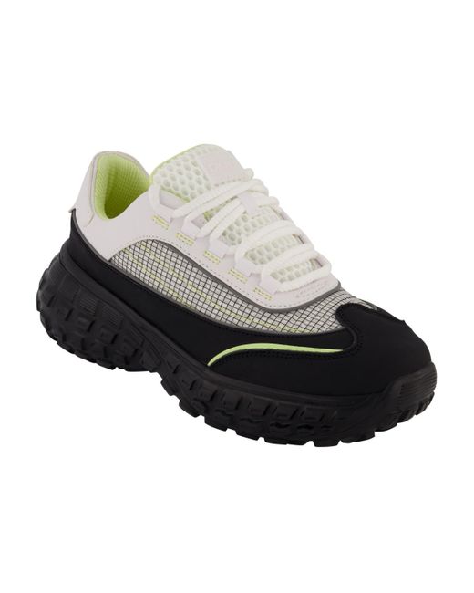 DKNY Black Mixed Media Low Top Lightweight Sole Trekking Sneakers for men