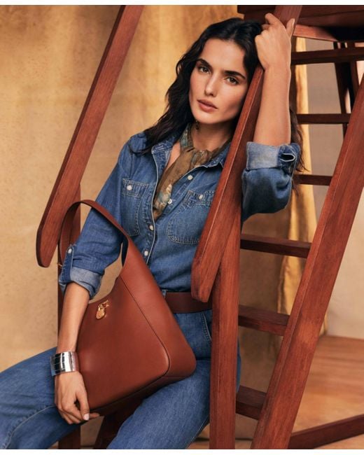 Ralph Lauren Brown Lauren Ralph Ner Medium Leather Shoulder Bag