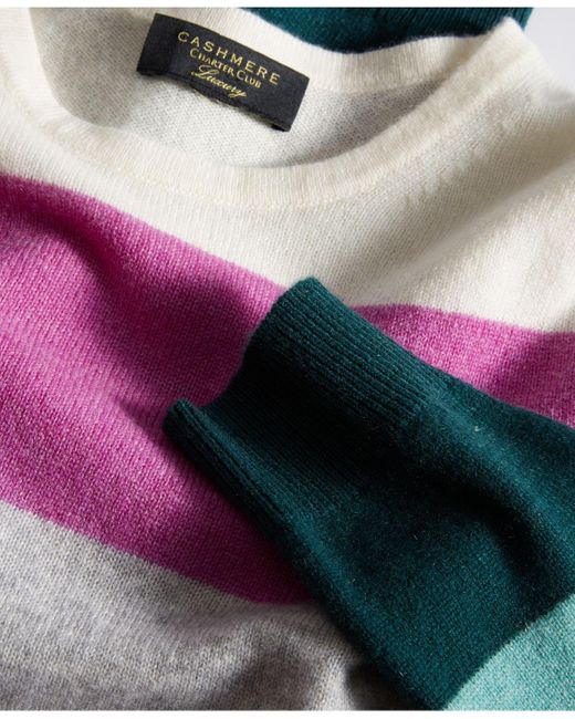 Charter Club Petite Cashmere Wide-stripe Crewneck Sweater, Created For  Macy's in Purple | Lyst Canada