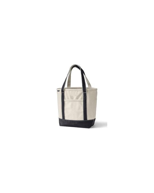 Lands' End Black Medium 5 Pocket Open Top Canvas Tote Bag