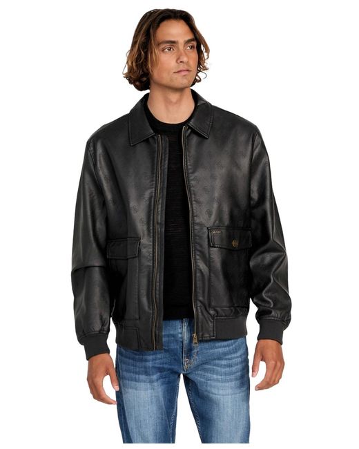 Guess Black Monogram Aviator Jacket for men