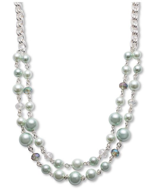 Charter Club Metallic Silver-tone Beaded Layered Necklace