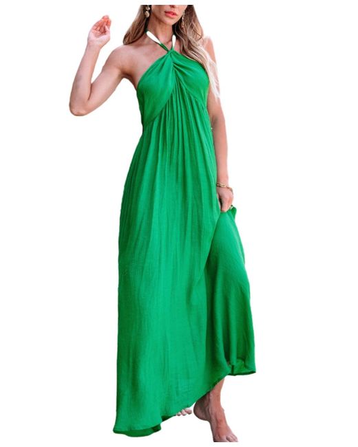 CUPSHE Kelly Green Halterneck Twist Maxi Cover-up
