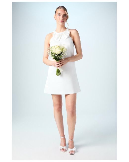 Coast White Sequin Bow Shift Bridal Mini Dress