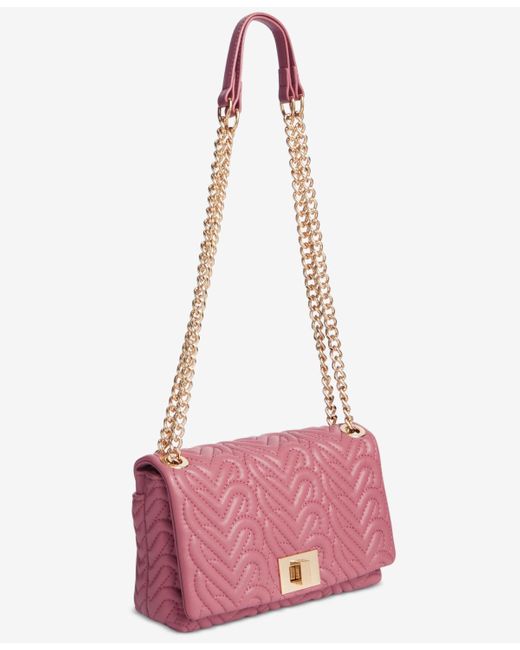 INC International Concepts Pink Small Ajae Heart Quilted Shoulder Bag