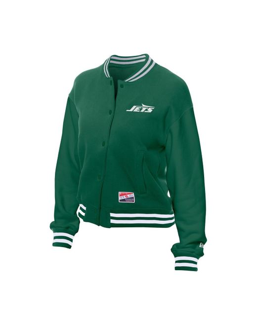 KTZ Green New York Jets Throwback Fleece Full-snap Jacket