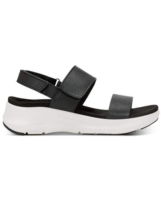 Rockport Black Qwera Open Toe Strappy Casual Wedge Sandals