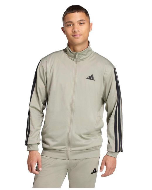 Adidas Gray 3 Stripes Tricot Regular Track Top for men