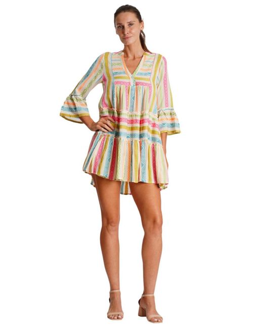 La Moda Clothing Multicolor Calypso Striped Kaftan
