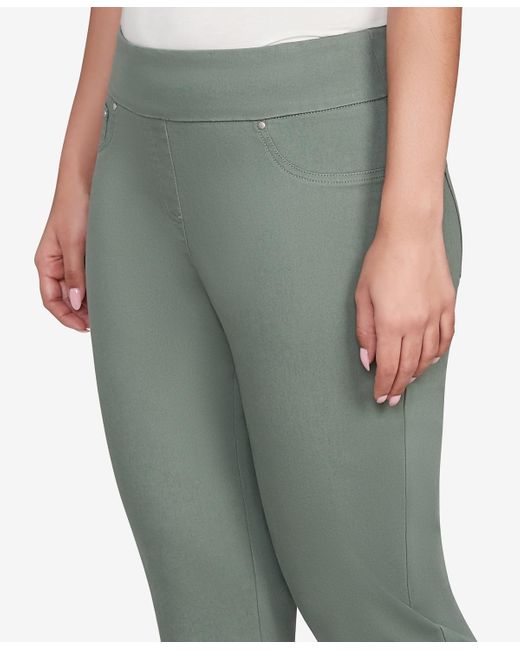 Ruby Rd Green Petite Soft Denim Faux Pocket Pants