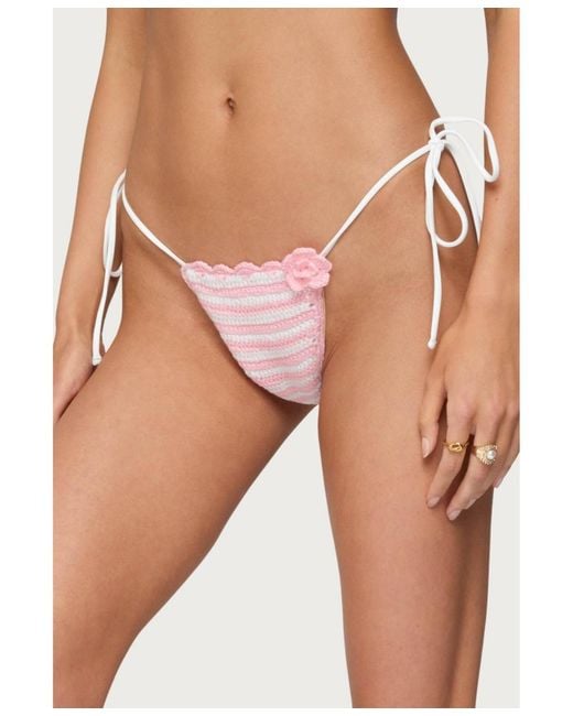 Edikted Pink Azalea Crochet String Bikini Bottom