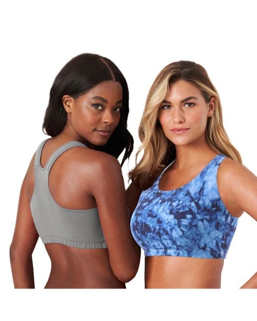 Comfort Choice Blue Plus Size Wireless Sport Bra 2-pack