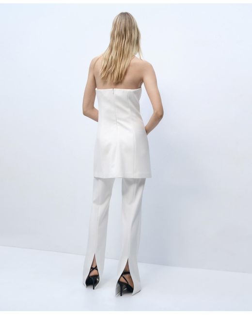 Mango White Combined Strapless Jumpsuit
