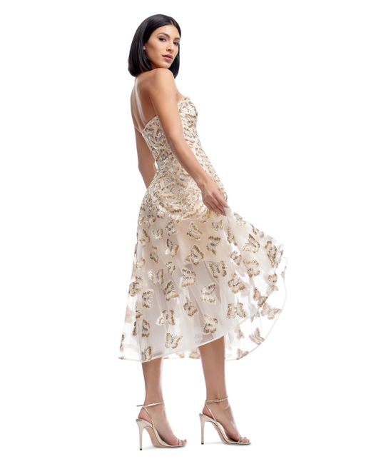 Dress the Population White Briella Butterfly Sequin Strapless Fit & Flare Dress
