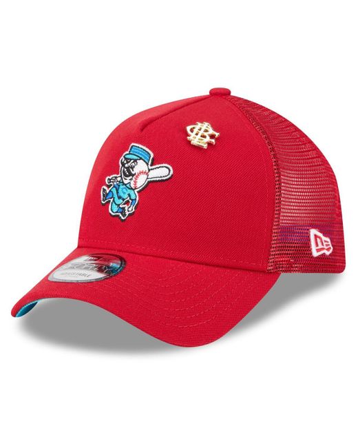 KTZ Red Cincinnati S 2025 Big League Chew A-frame 9forty Adjustable Trucker Hat for men