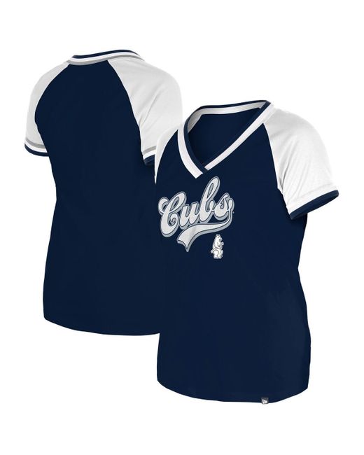 KTZ Blue Chicago Cubs Gameday Raglan V-neck T-shirt