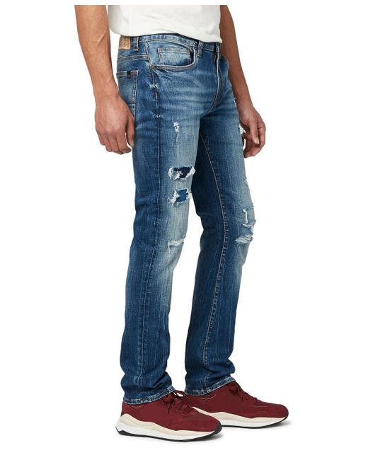 Buffalo David Bitton Blue Buffalo Slim Ash Veined And Worked Jeans for men