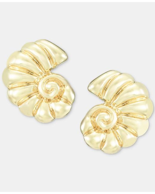 On 34th Metallic Shell Button Earrings
