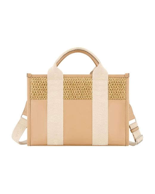 Tommy Bahama Natural Raffia Logo Webbing Modern Tote