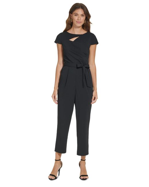 DKNY Capsleeve Cutout Cropped Jumpsuit in Black Lyst