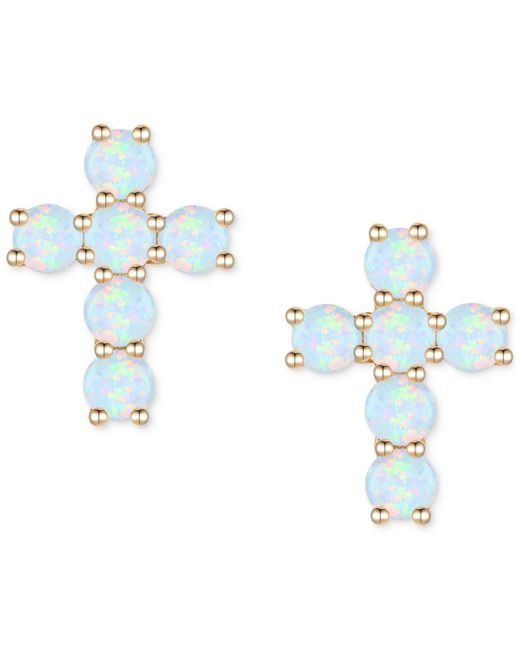 Macy's Blue Lab Grown Sapphire Cross Stud Earrings (1 Ct. T.w.