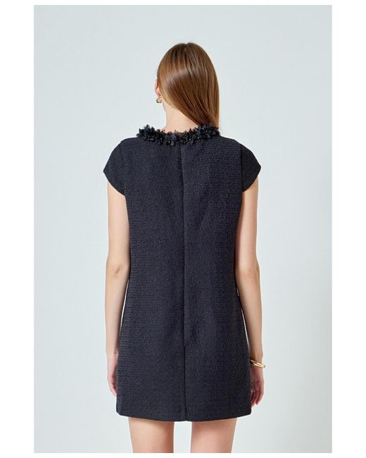 Endless Rose Blue Tweed Shift Dress