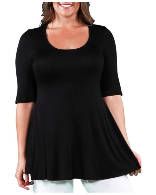 24seven Comfort Apparel Black Plus Size Tunic Top