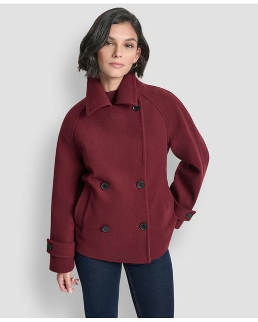 DKNY Short Double Breasted Collared Coat